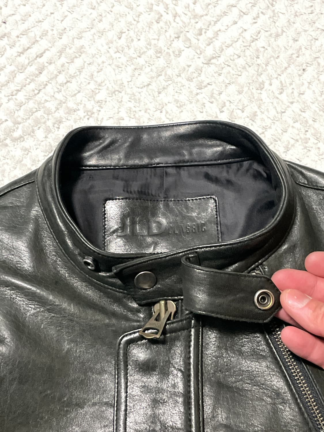 JLD 웨스턴 무드 2WAY 램스킨 양가죽 바이커 레더 자켓 다크 그린 상품이미지5