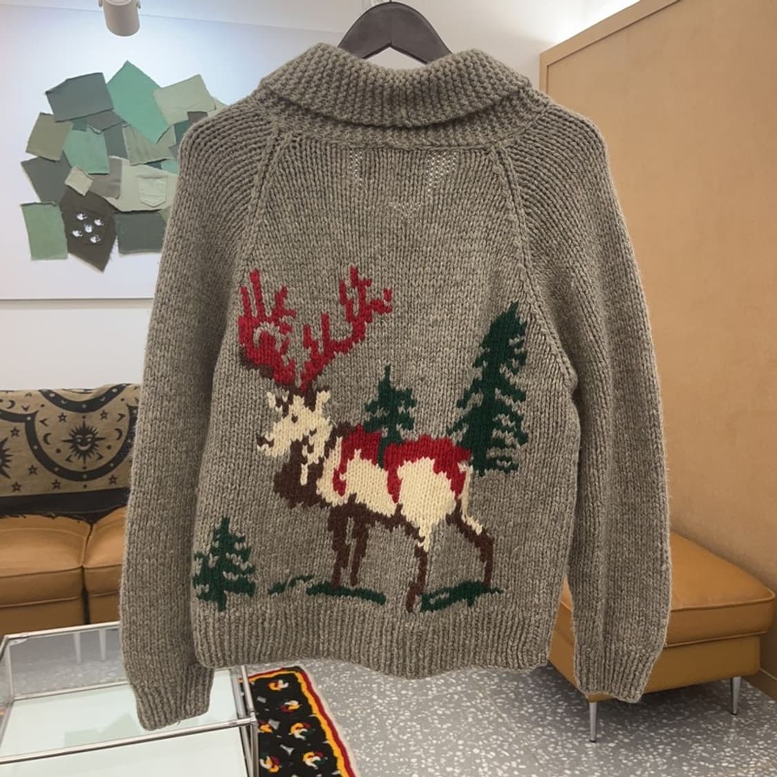 빈티지 재팬 폭닥 노르딕 코위찬 홀리데이 울 가디건 S C07202 상품이미지4