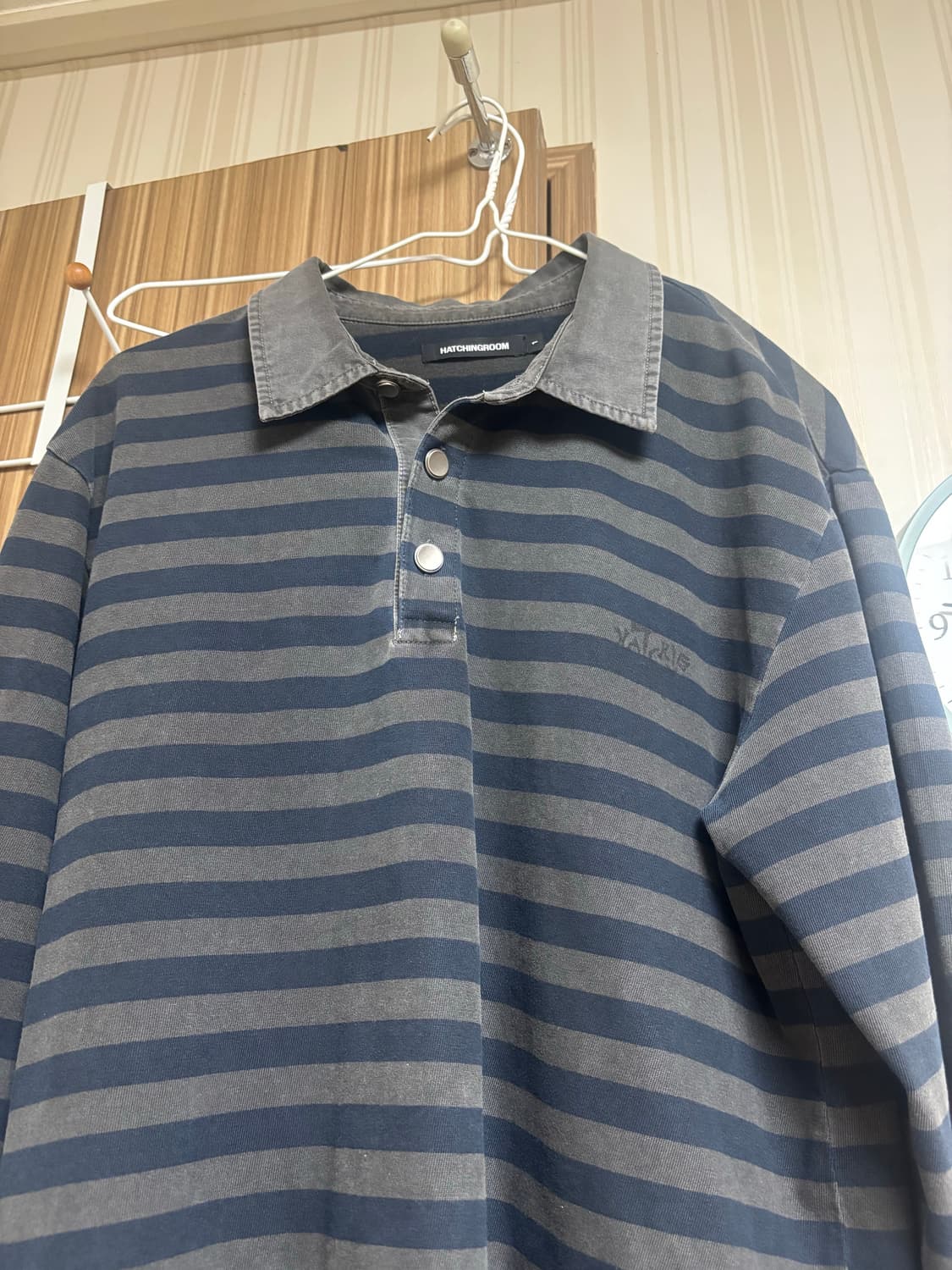 해칭룸 빈티지 스트라이프 폴로 티셔츠 다이드 블루 상품이미지2