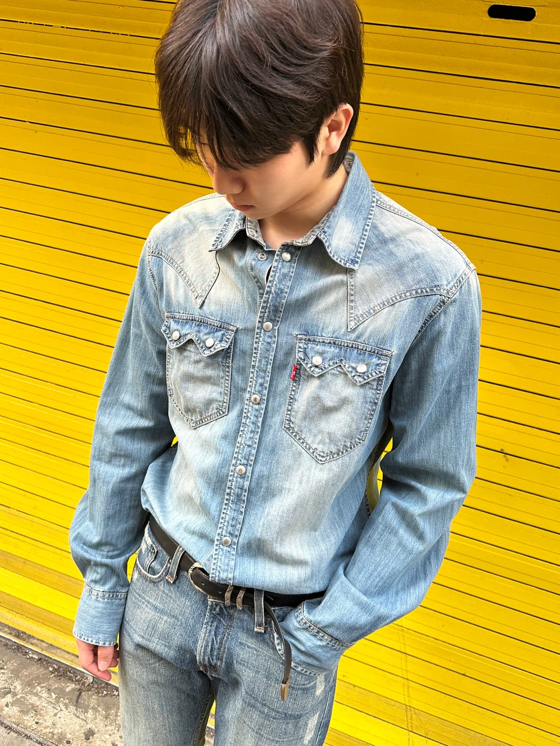 리바이스 빈티지 워싱 데님 웨스턴셔츠 상품이미지1