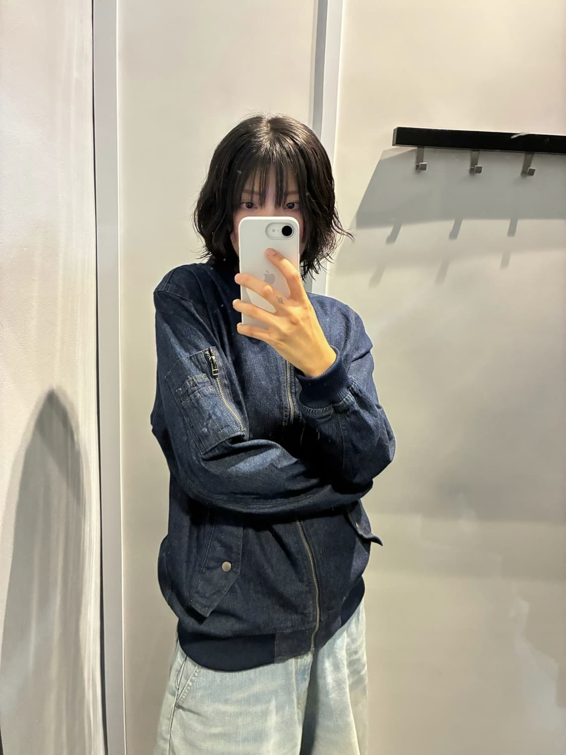 빈티지 데님 집업 블루종 자켓 MA-1 포켓 디테일 레귤러핏 인디고 상품이미지2