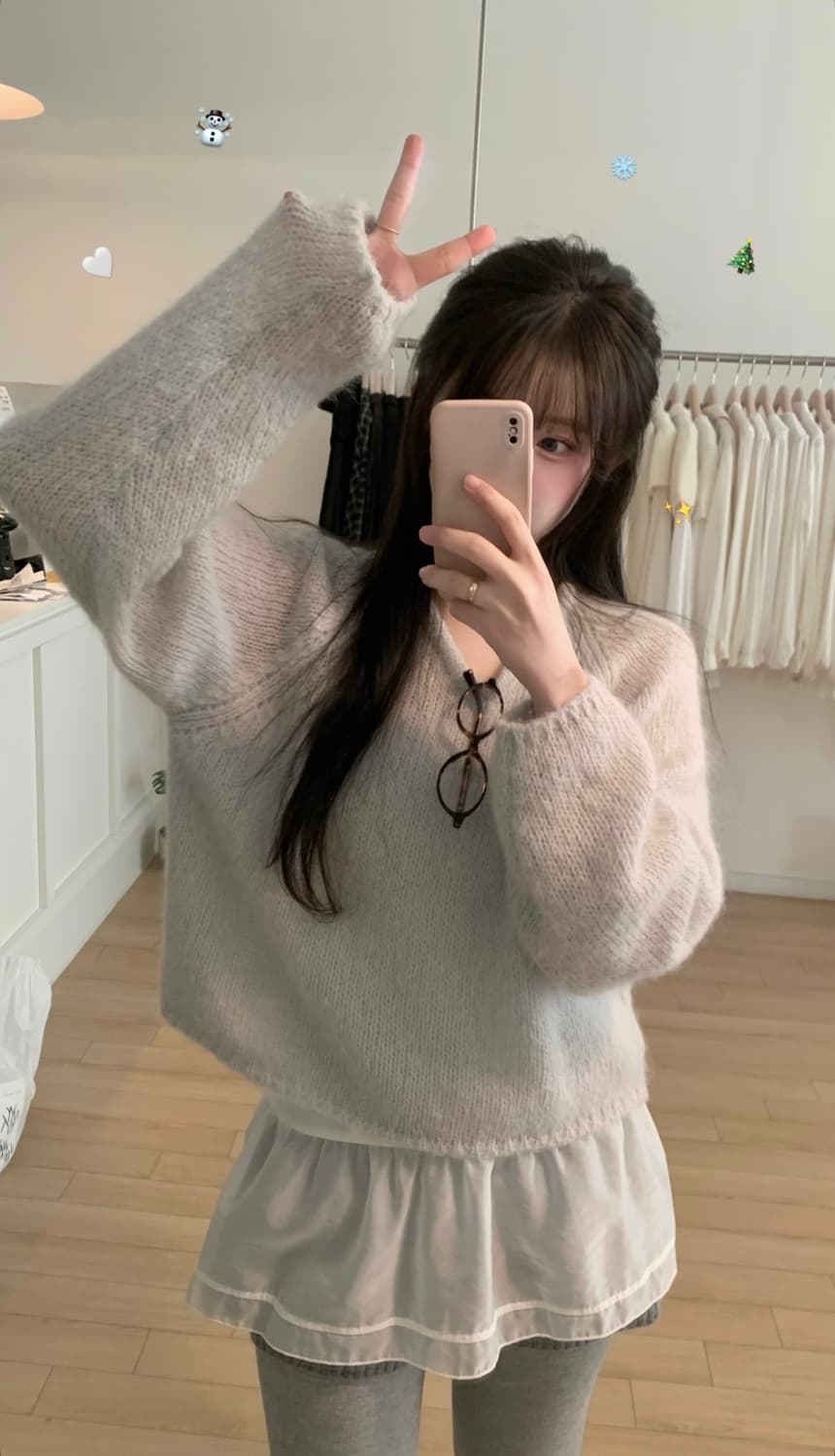 (최종가격/새상품)누아누아 키드모헤어 브이 니트 상품이미지1