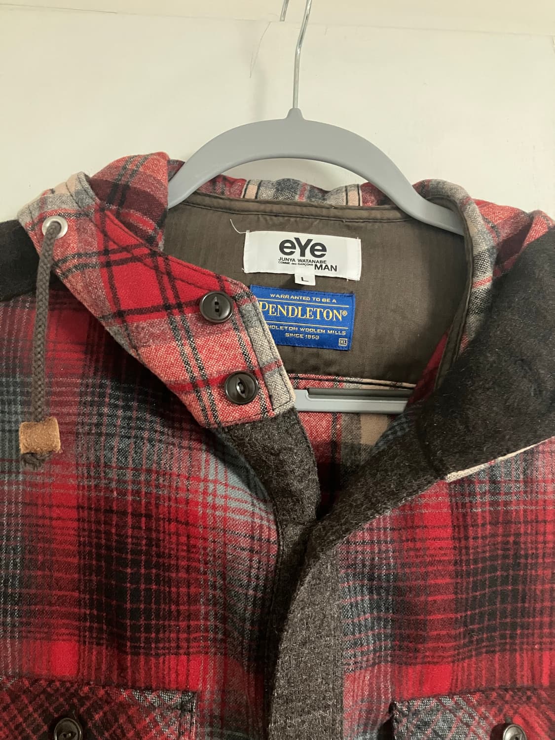 준야와타나베 x 펜들턴 울 체크 가죽패치 후드셔츠 상품이미지2