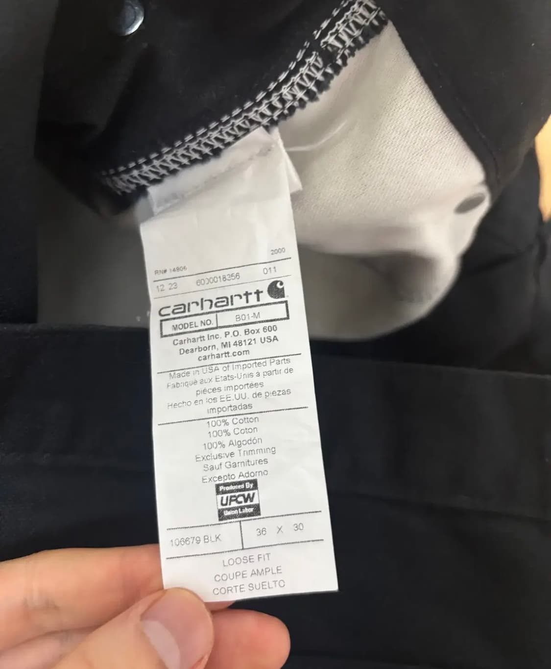 칼하트 b01 더블니 팬츠 36x30 상품이미지5