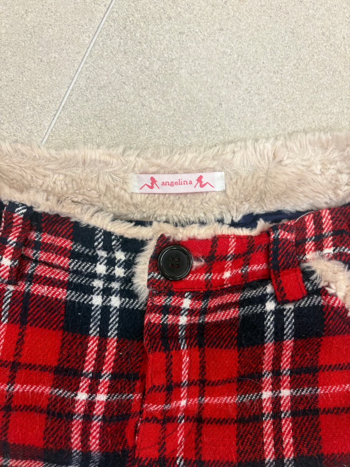 레드 체크 퍼 숏츠 상품이미지3