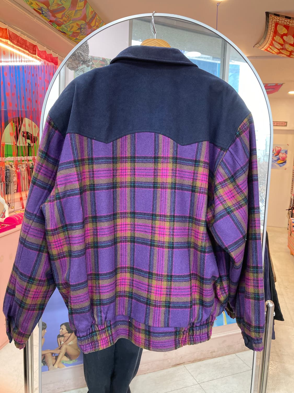 슬레진저 SLAZENGER 울 100% 퍼플 체크 자켓 상품이미지6