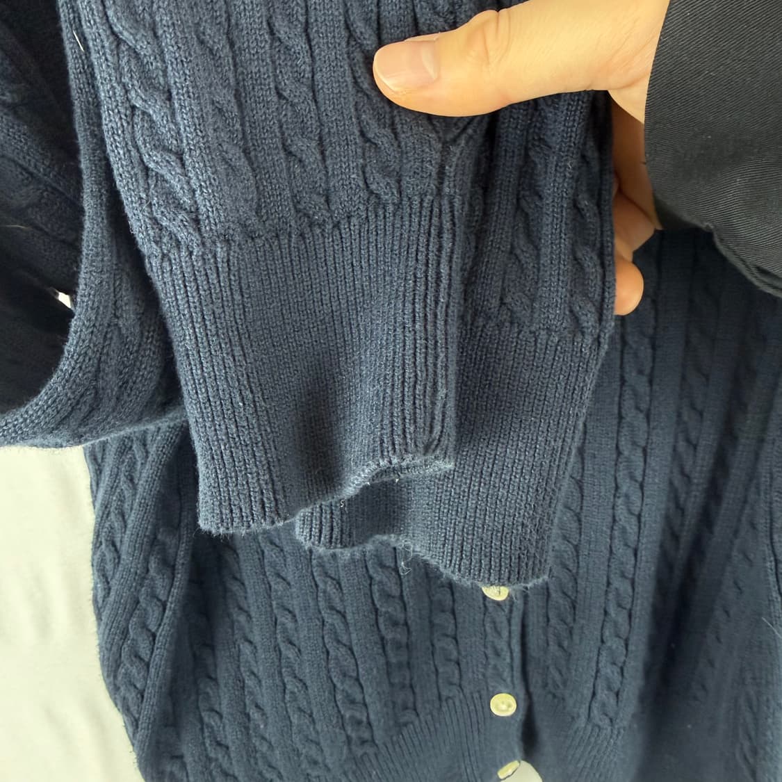 L) 폴로랄프로렌 신형 키즈/우먼스 케이블 크롭 가디건 네이비 상품이미지4