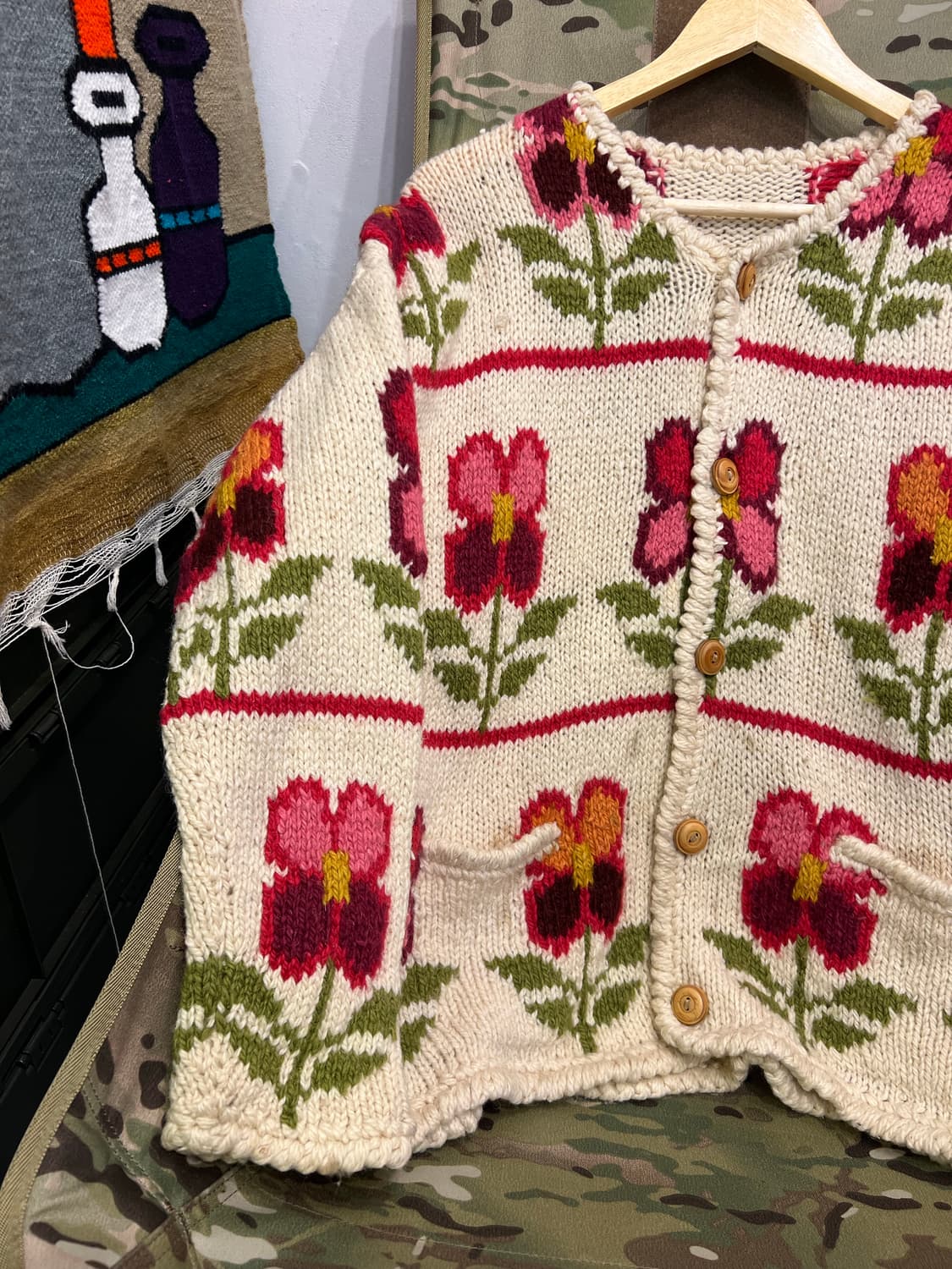 EURO VINTAGE FLOWER 핸드니트가디건 상품이미지6