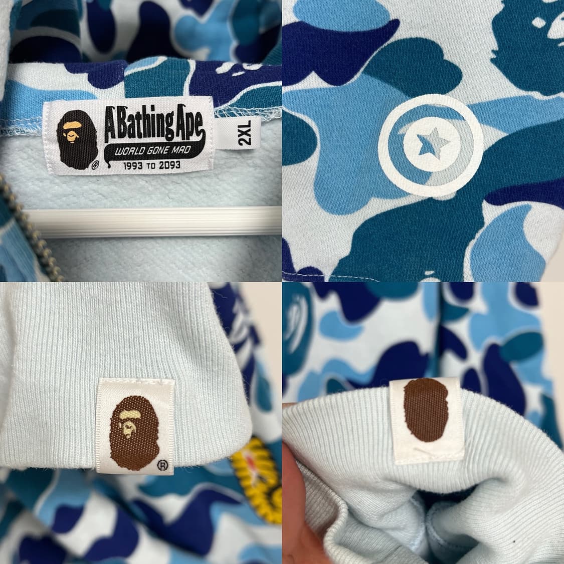 베이프 ABC 카모 타이거 후드집업 블루 상품이미지5