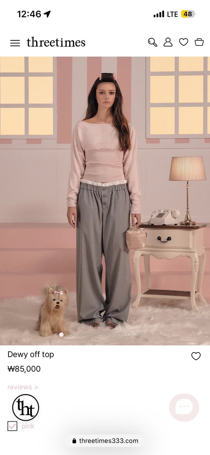 쓰리타임즈 Dewy off top 듀이 오프탑 핑크 상품이미지2
