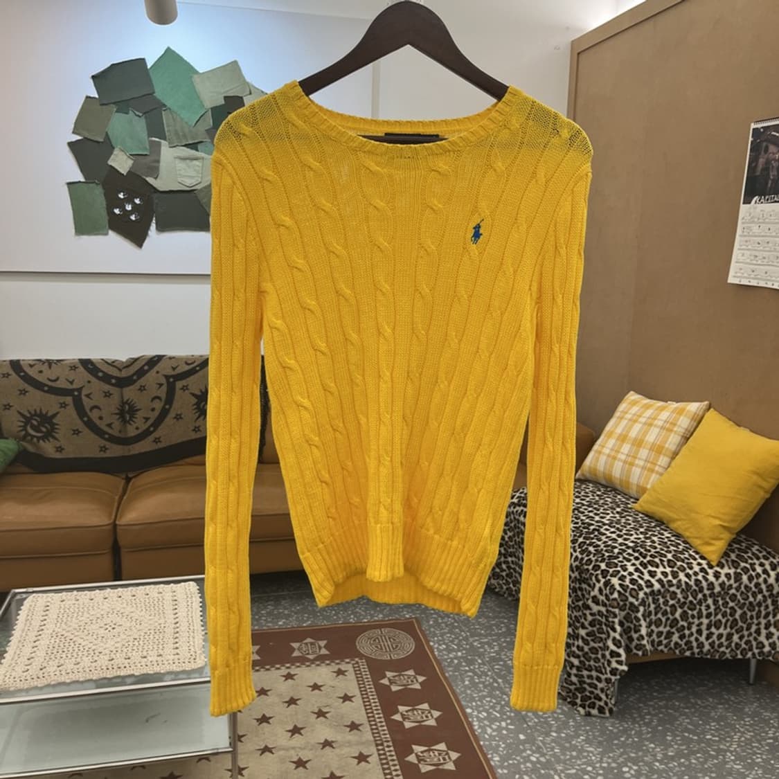 폴로 랄프로렌 레트로 대장핏 옐로우 꽈배기 니트 M C10137 상품이미지3