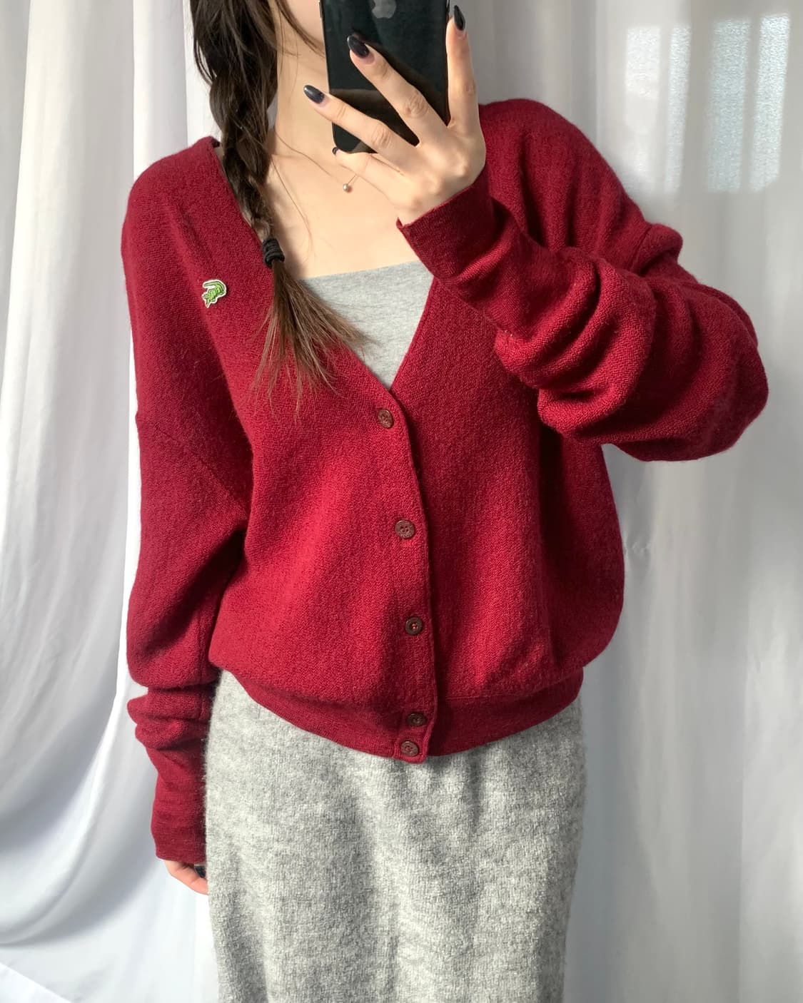 Lacoste 라코스테 레드컬러 울 가디건 상품이미지1