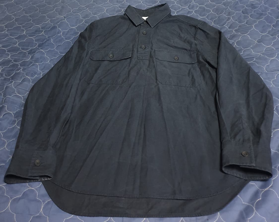 COS 유틸리티 하프 플래킷 버튼 레귤러핏 오버 긴팔셔츠 네이비 (S) 상품이미지3