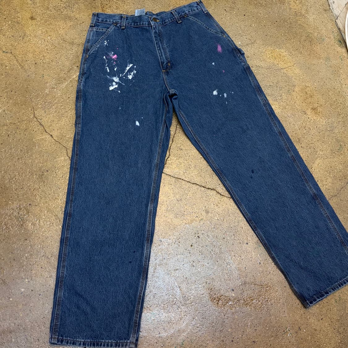 00s USA 빈티지 칼하트 싱글니 더블니 워크 데님팬츠 청바지 상품이미지2