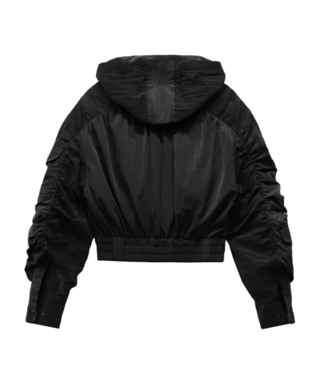 트리밍버드 나일론 셔링 셋업 집업 블랙 상품이미지2