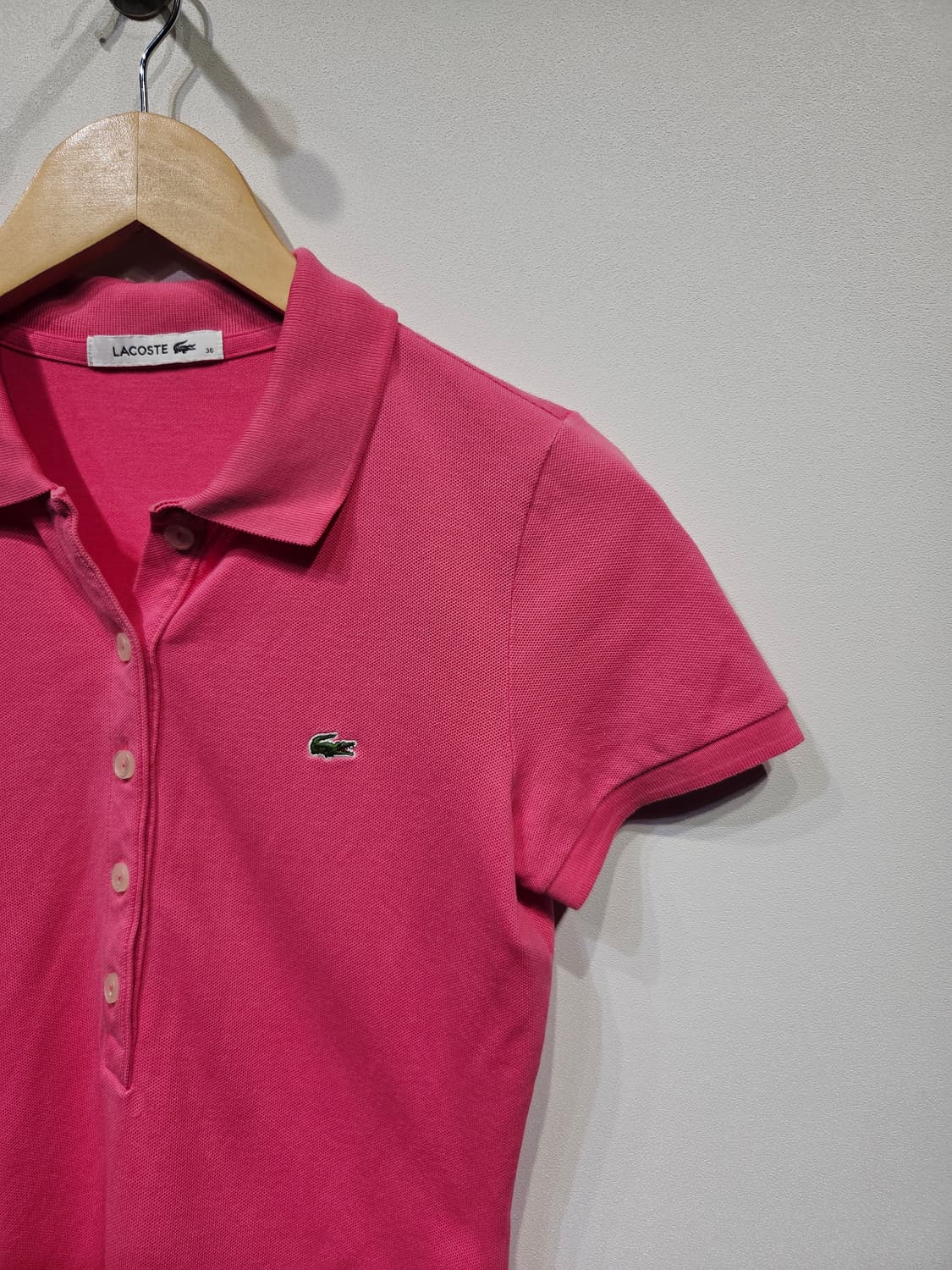 라코스테. 여자 핑크 반팔 폴로티_호칭36 상품이미지3