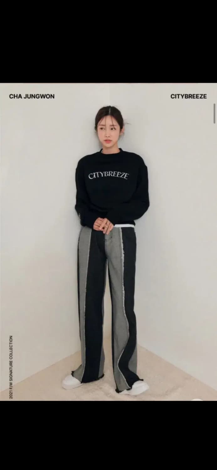 시티브리즈 배색 데님팬츠 상품이미지1