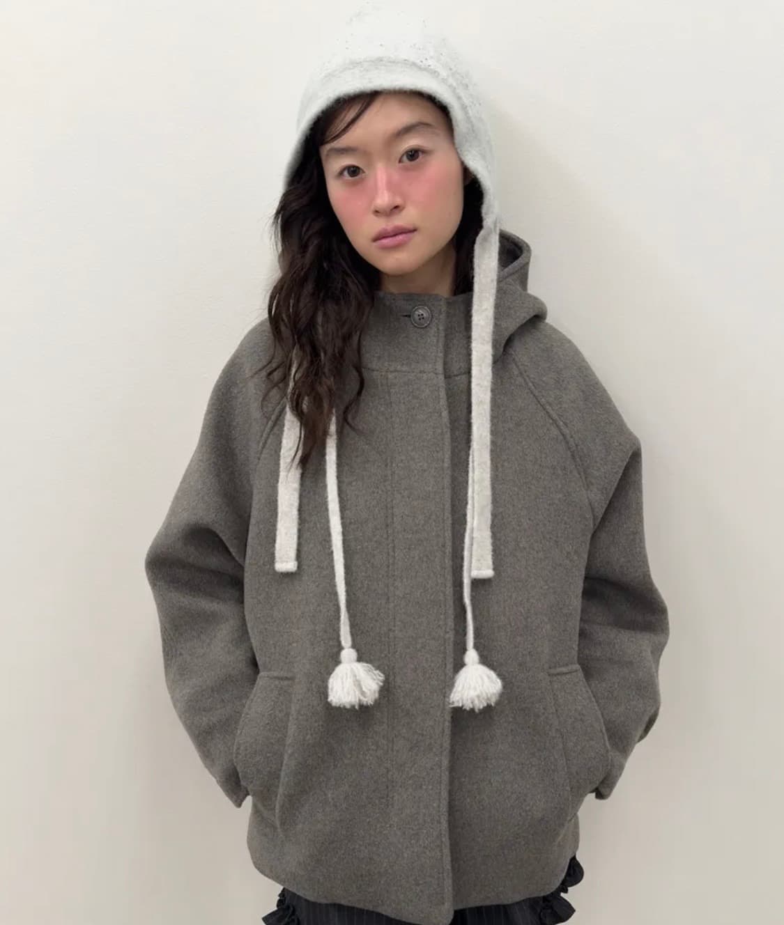 타입서비스 hooded half coat 후드 코트 그레이 상품이미지1