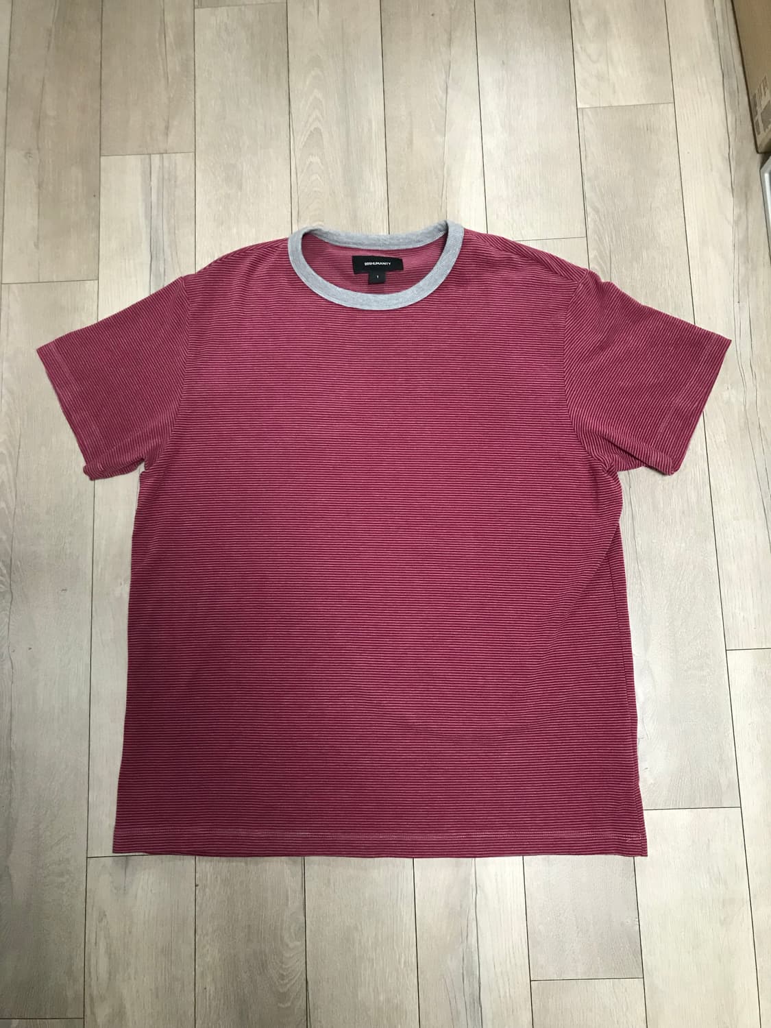 999휴머니티 스트라이프 하프티 핑크그레이 상품이미지4