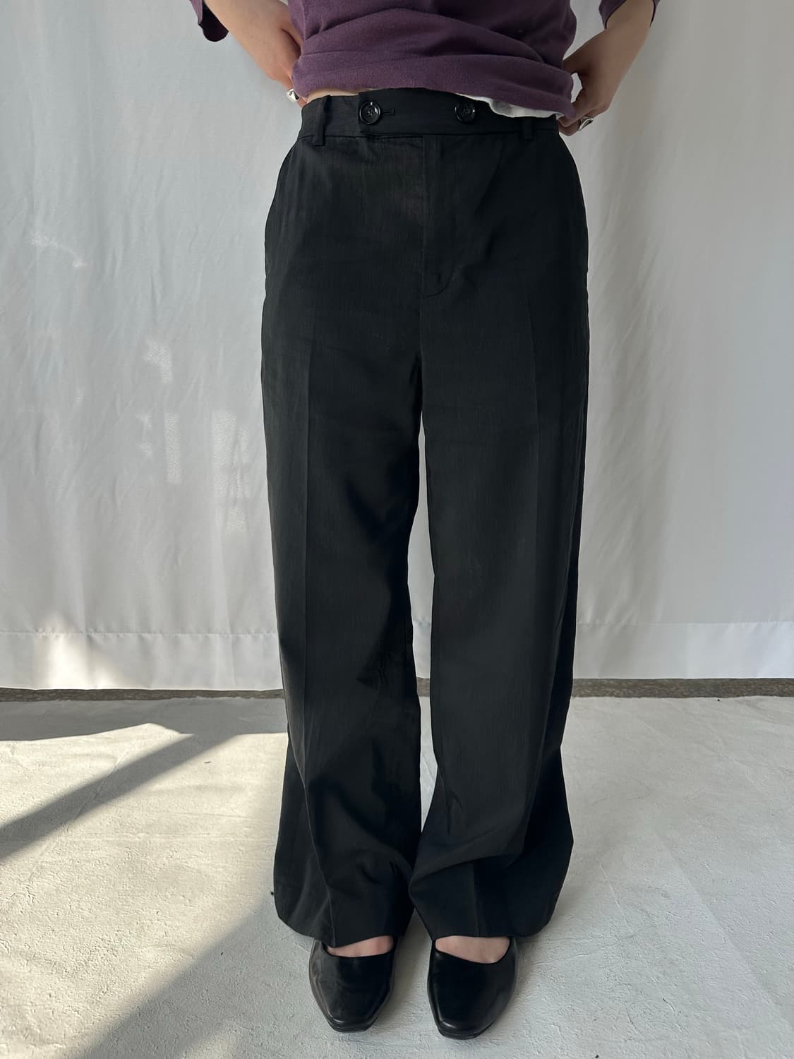 버튼 블랙 팬츠  상품이미지3