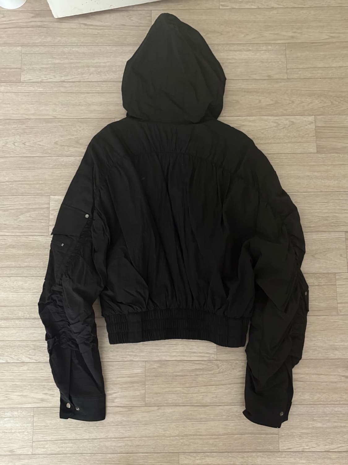 트리밍버드 나일론 셔링 셋업 집업 블랙 상품이미지5