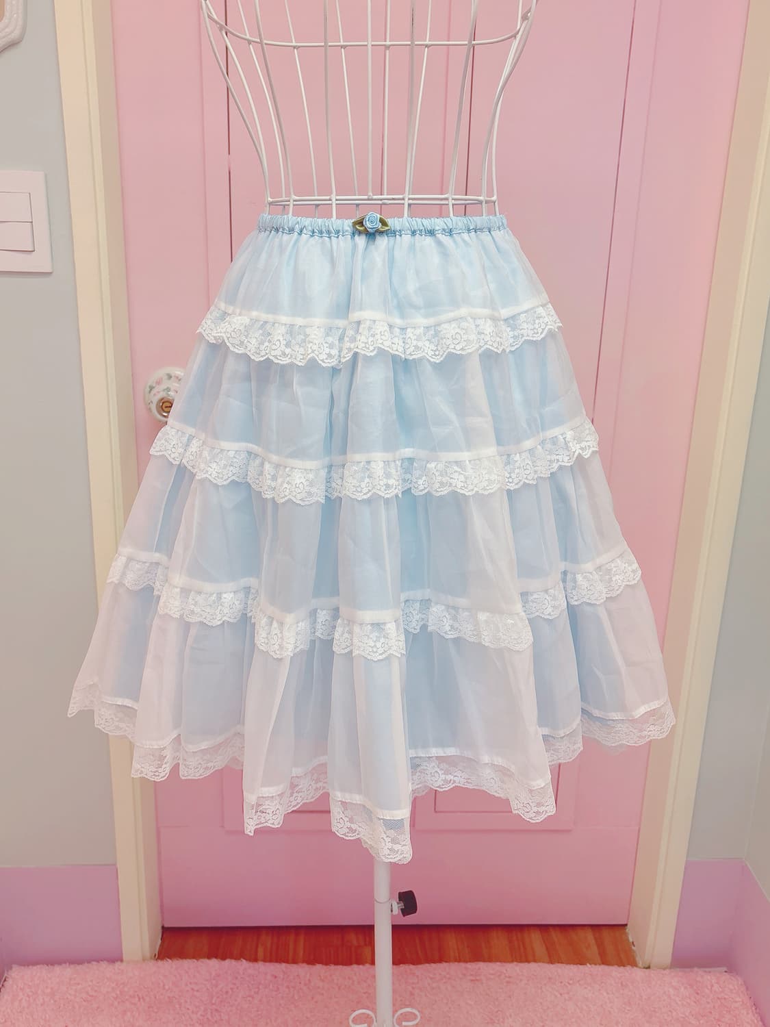 Blue lace rose frill skirt 상품이미지6