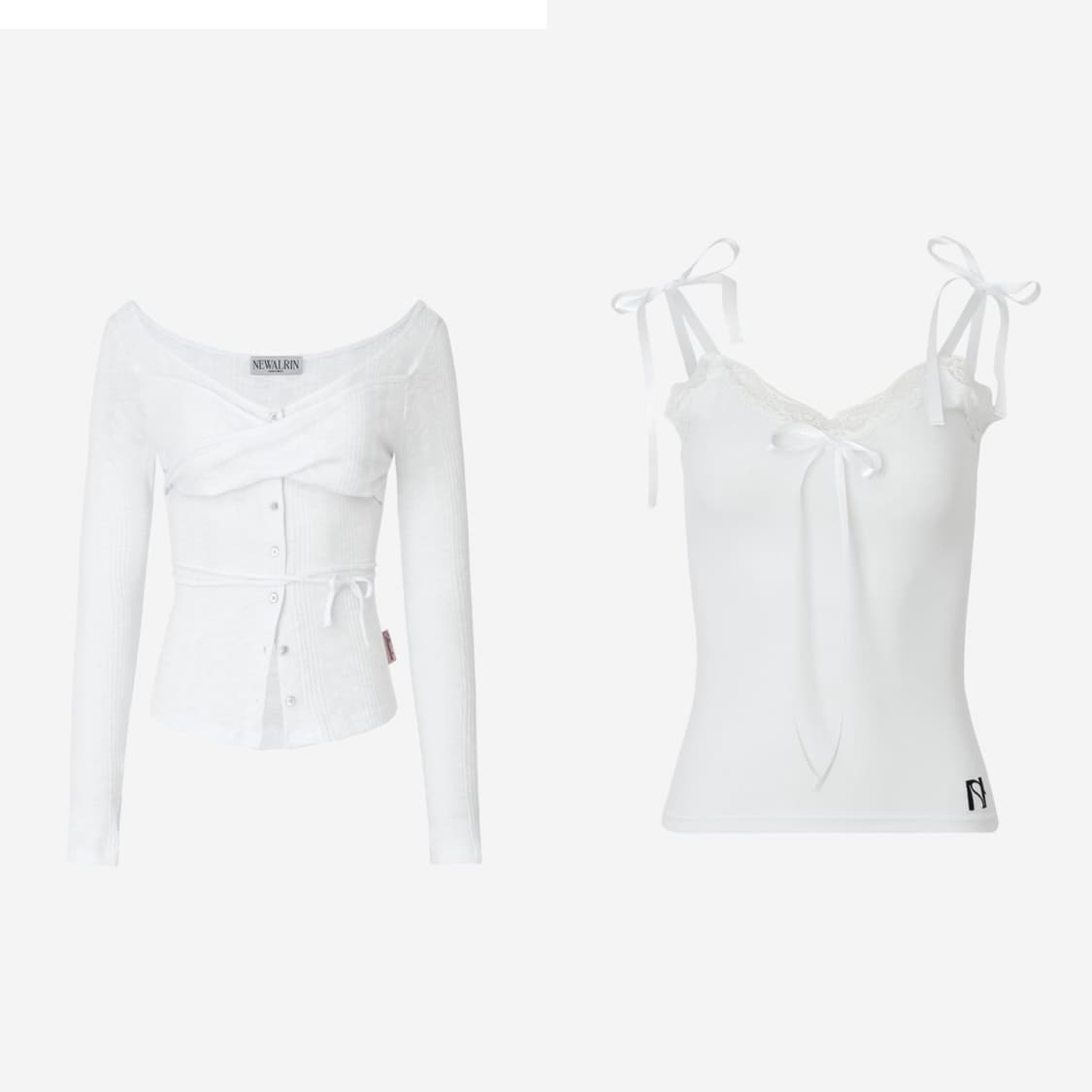 새상품 뉴얼린 로지탑 + 리본 슬리브리스  상품이미지1