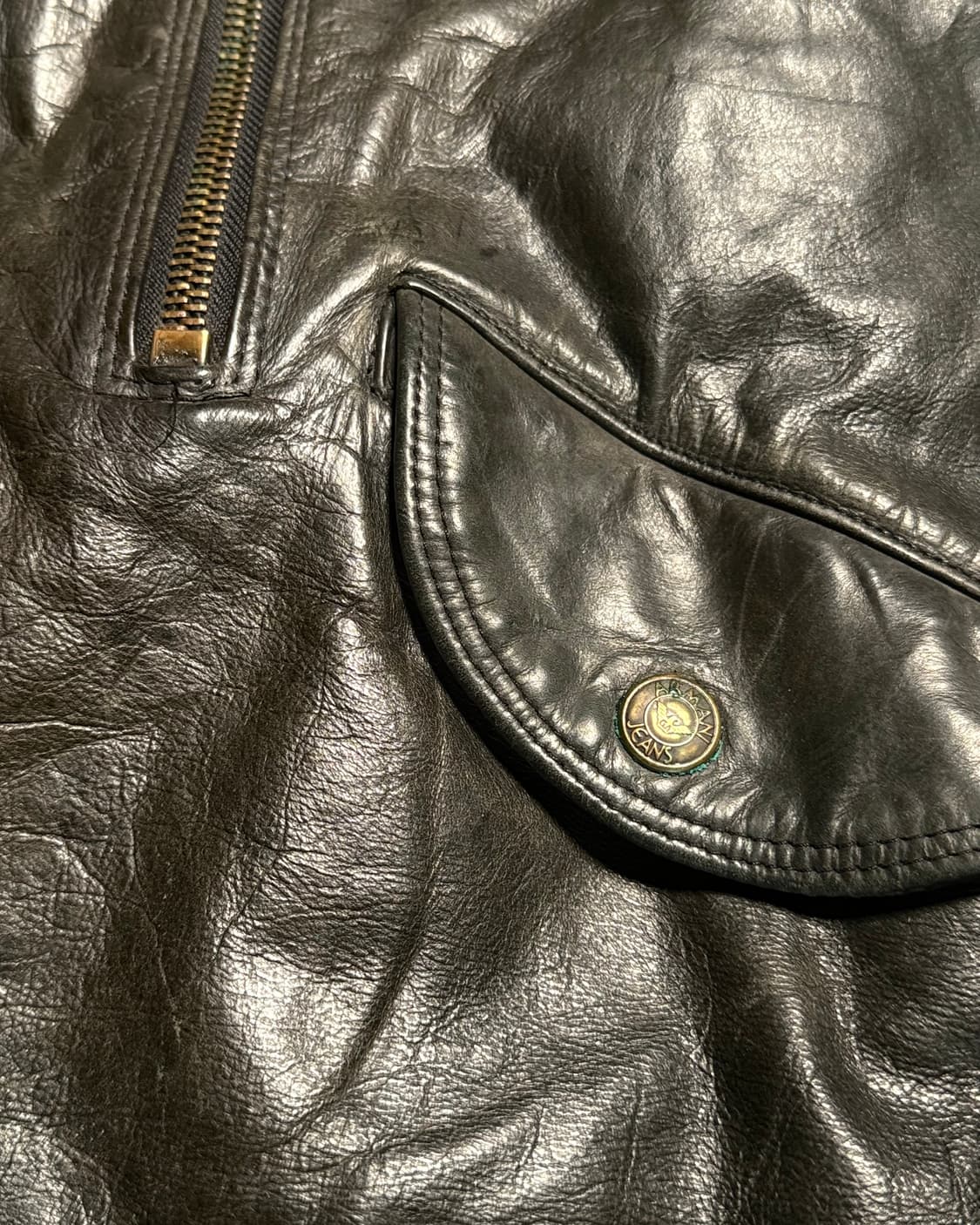 90‘s 알마니 진스 레더 봄버 자켓 40 상품이미지4