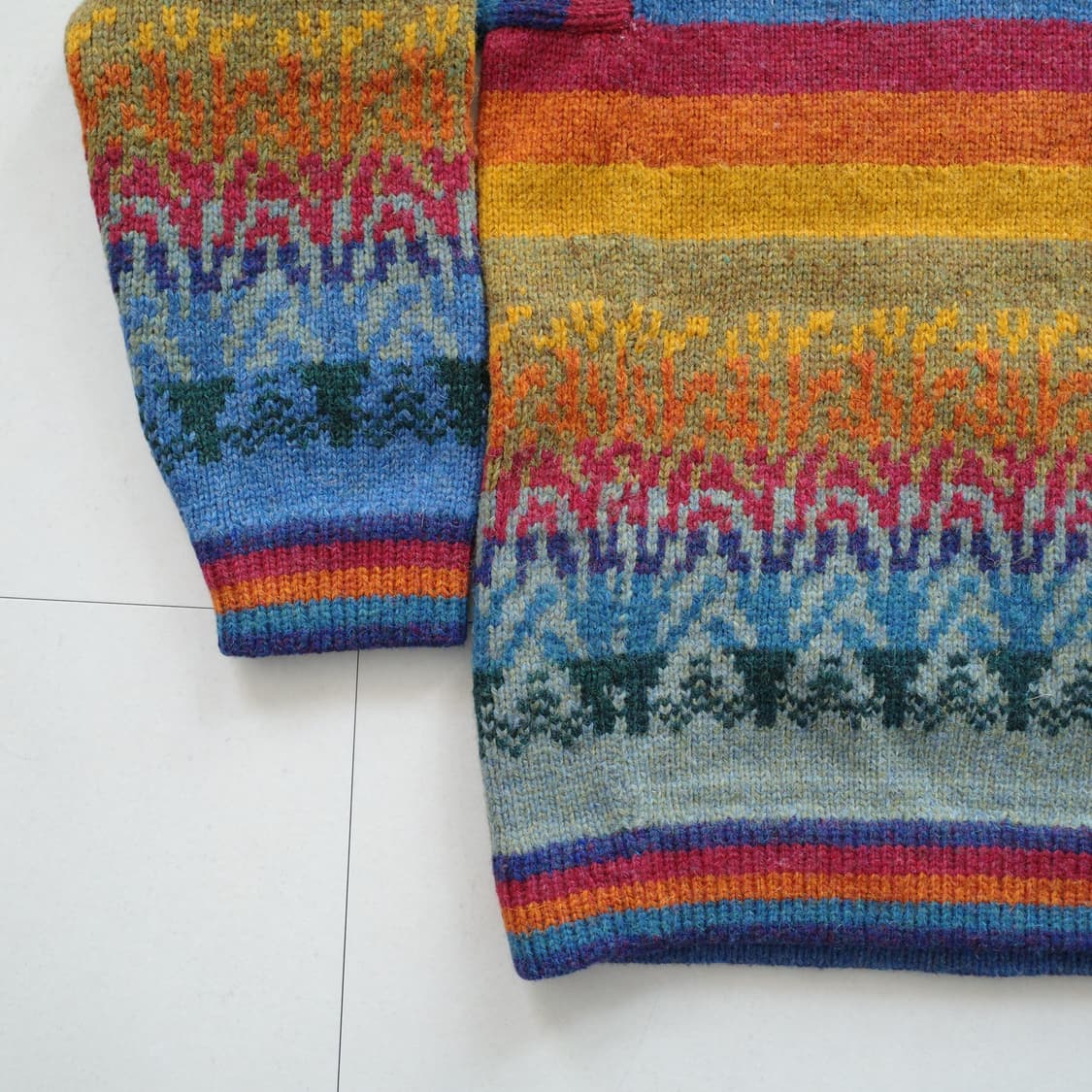 90s 엘엘빈 에스닉 나바호 아즈텍 아일랜드제 울 100% 니트 L 상품이미지4