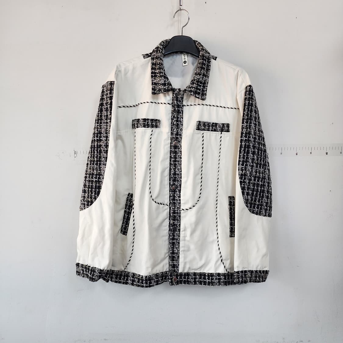 명품 화이트 트위드 배색 자켓 상품이미지1