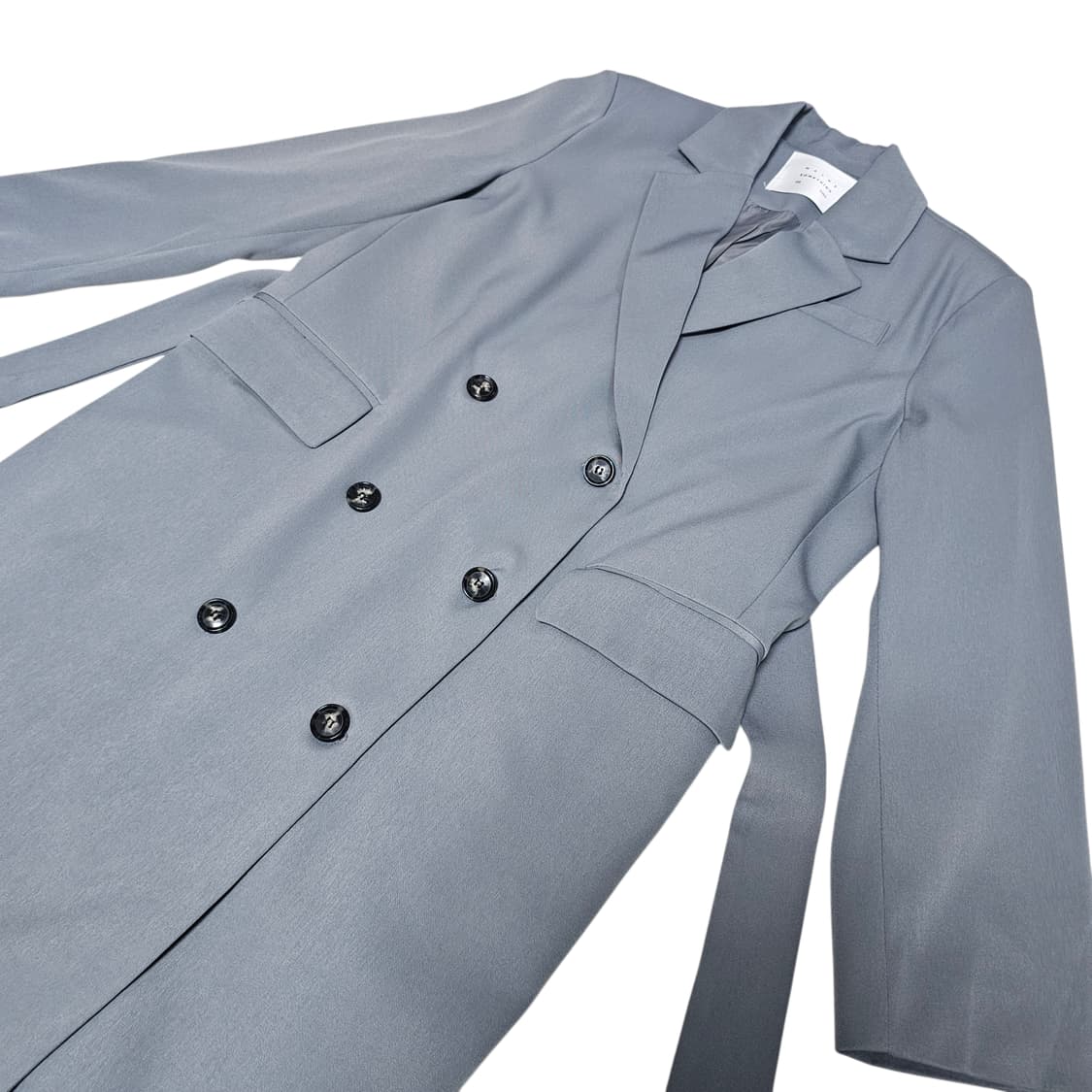 새상품) 메이비썸띵투유 오버핏 롱 트렌치코트 그레이 상품이미지5