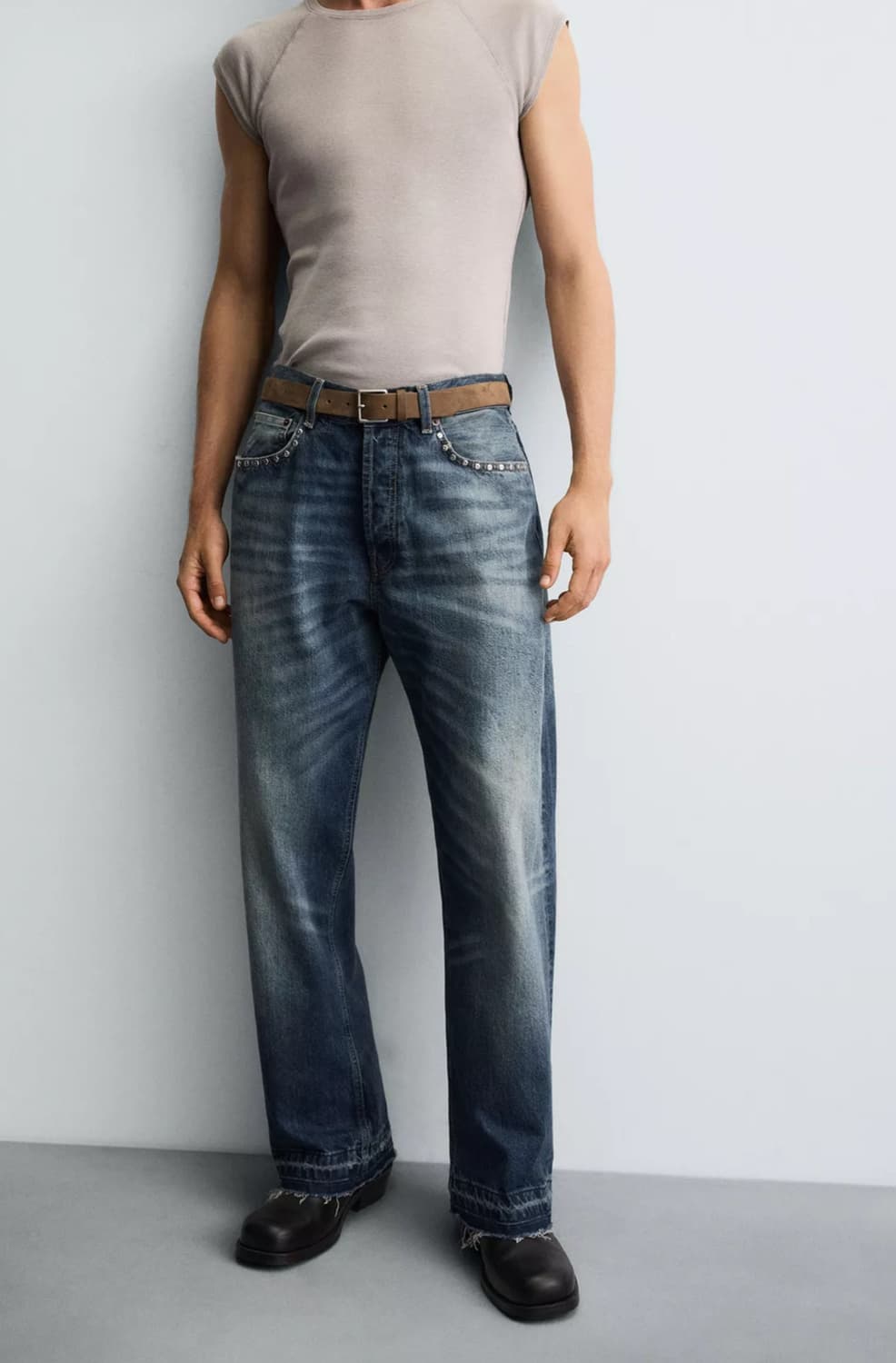 [32] ZARA 자라 스터드 세미 와이드 데님 팝니다 상품이미지1