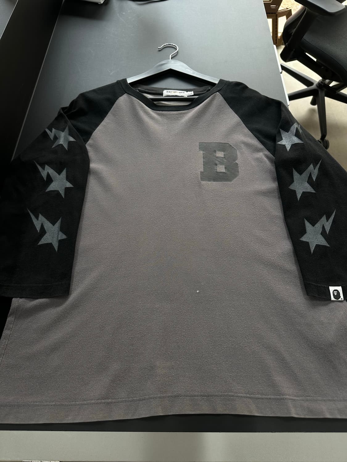 베이프 스타 래글런 티셔츠 차콜블랙 상품이미지5