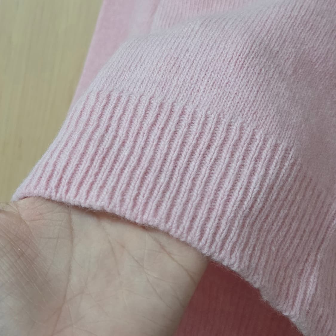 미엘 miel 캐시미어 울 니트 하이 브이넥 니트 핑크 상품이미지10