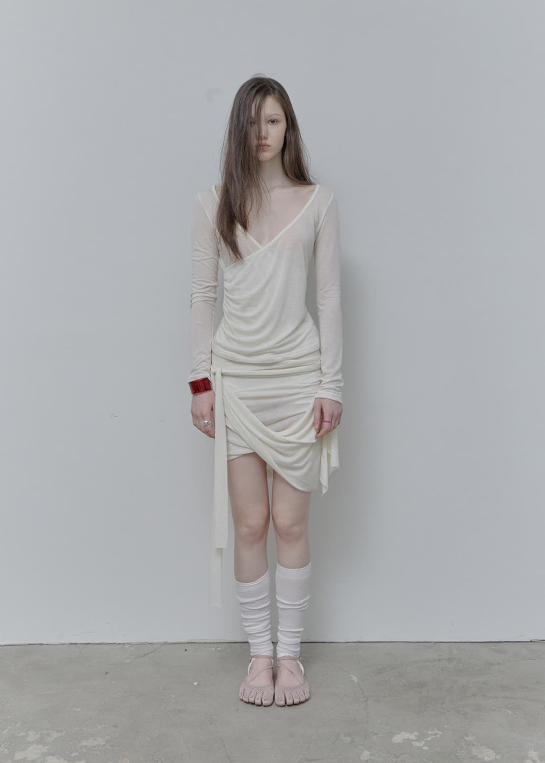 Philce See-through V-neck long-sleeved 상품이미지2