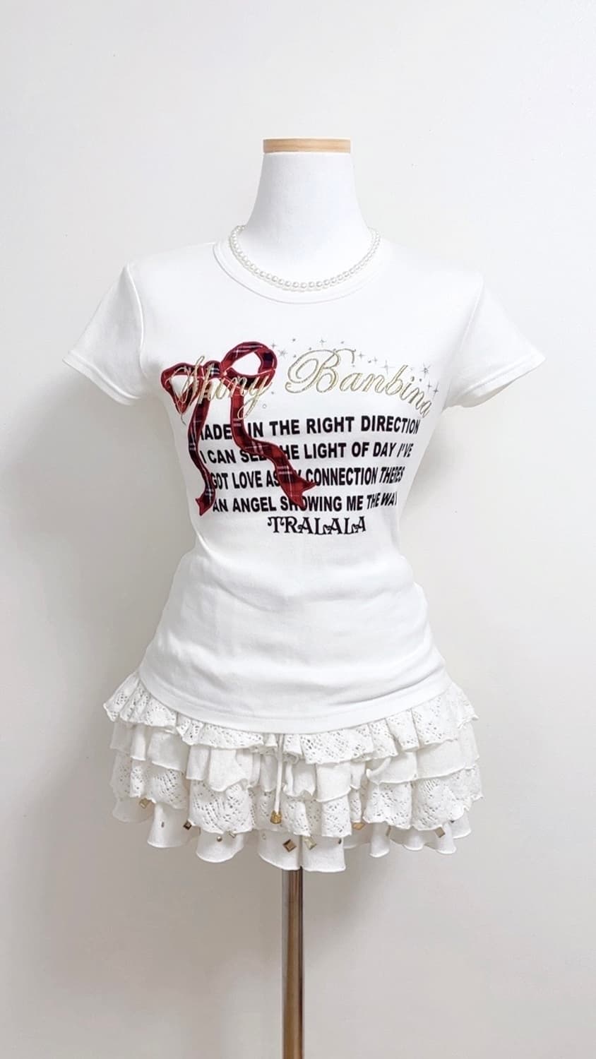 Tralala 트랄라라 캐캐체 반팔 딱붙탑 갸루 오네갸루 조지후쿠 상품이미지1