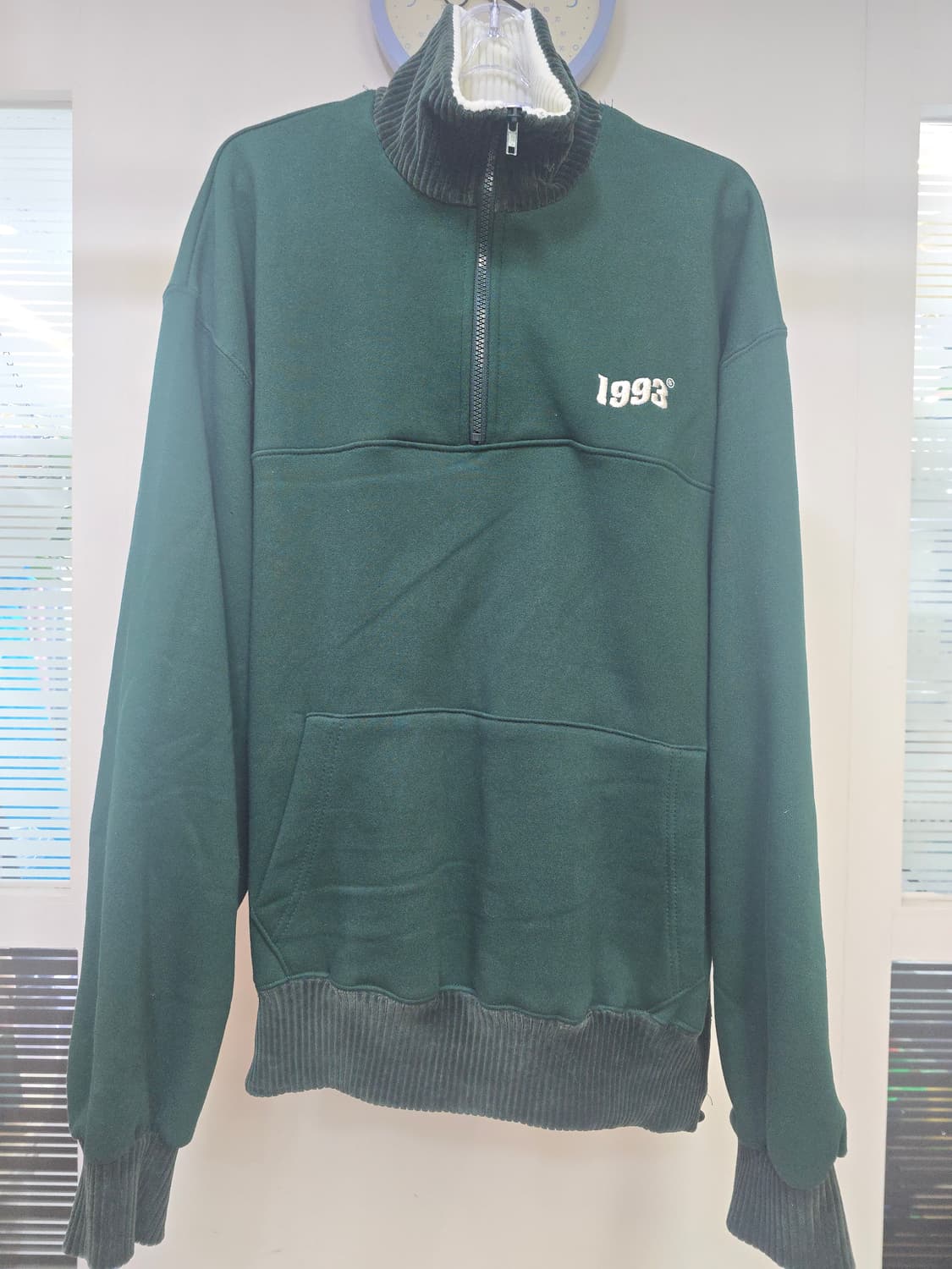 1993스튜디오 반집업 맨투맨 L 오트밀 .초록색 상품이미지5