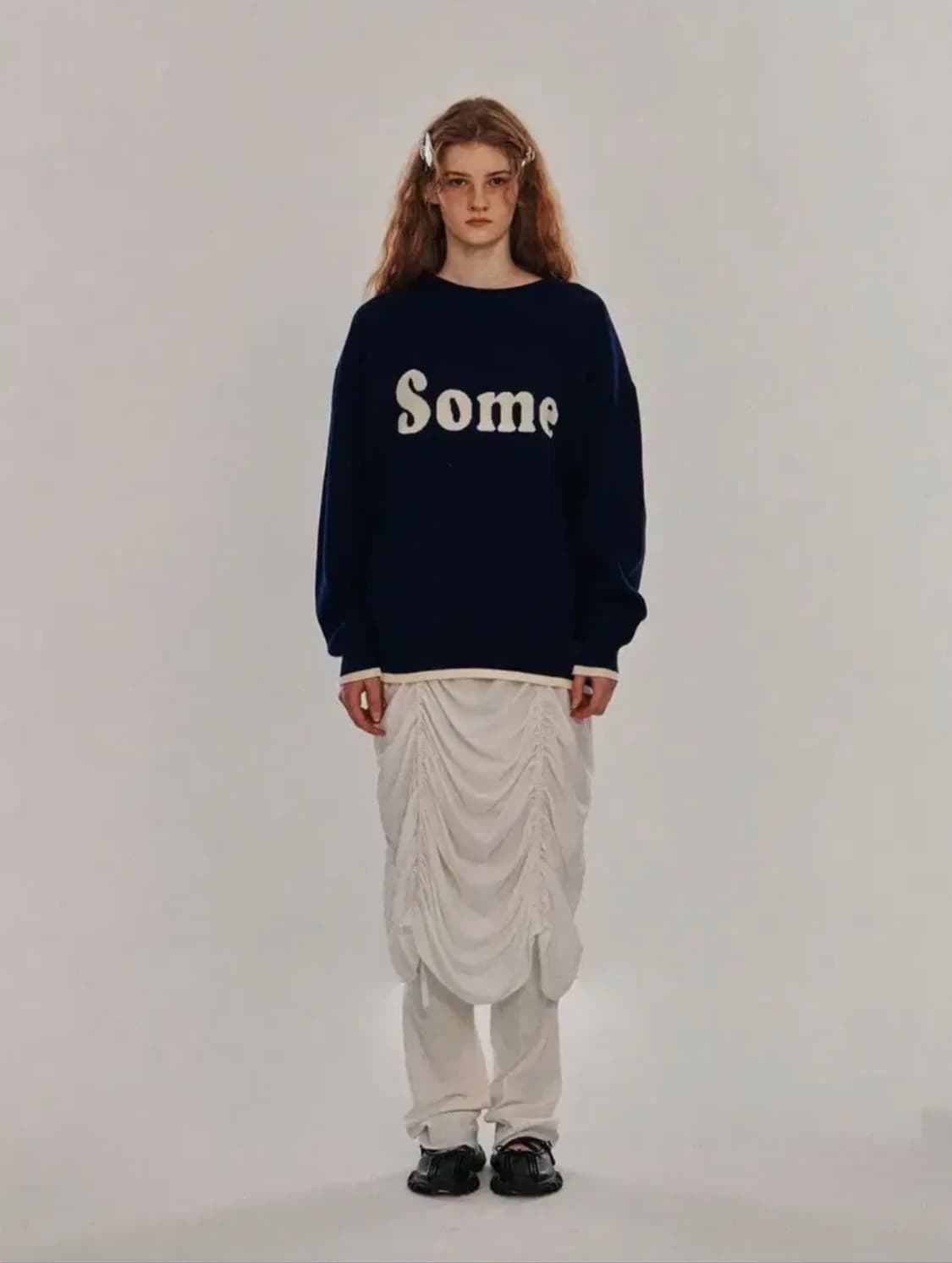 Some 썸 레터링 네이비 니트 상품이미지2