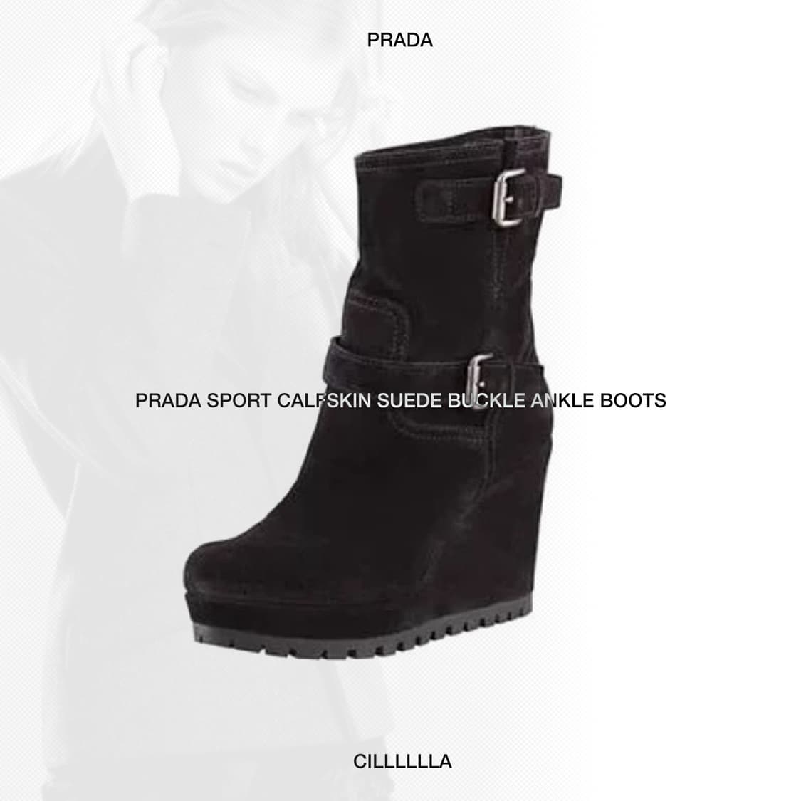 [35/230] PRADA 프라다 스포츠 카프스킨 스웨이드 버클 앵클부츠 상품이미지1