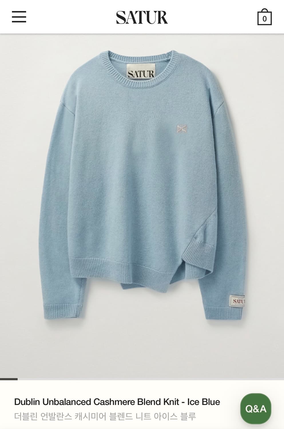 세터 더블린 언발란스 캐시미어 블렌드 니트 아이스 블루 M 상품이미지1
