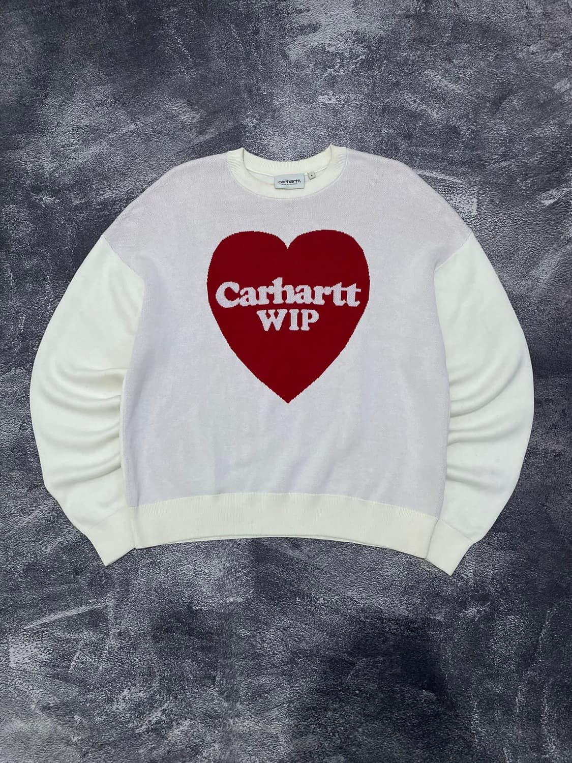 [정품] 칼하트 WIP 하트 로고 니트 크루넥 오프 화이트 S 상품이미지1