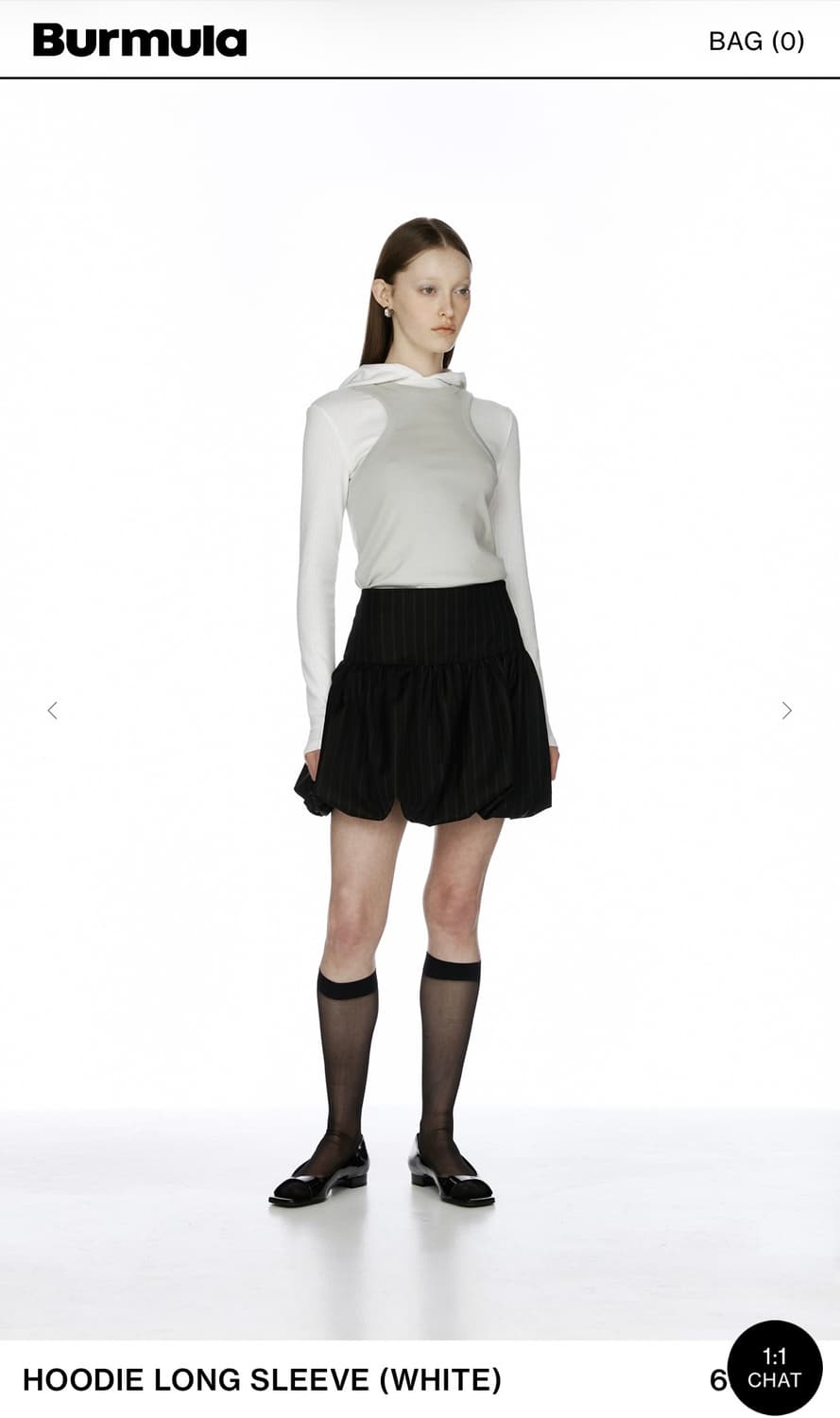 버뮬라 후디 롱 슬리스리스 화이트 상품이미지2