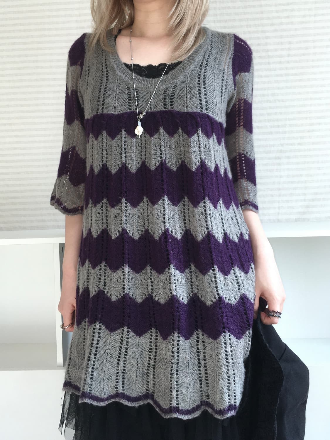 jpn vintage charcoal gray kiki knit ops 상품이미지3