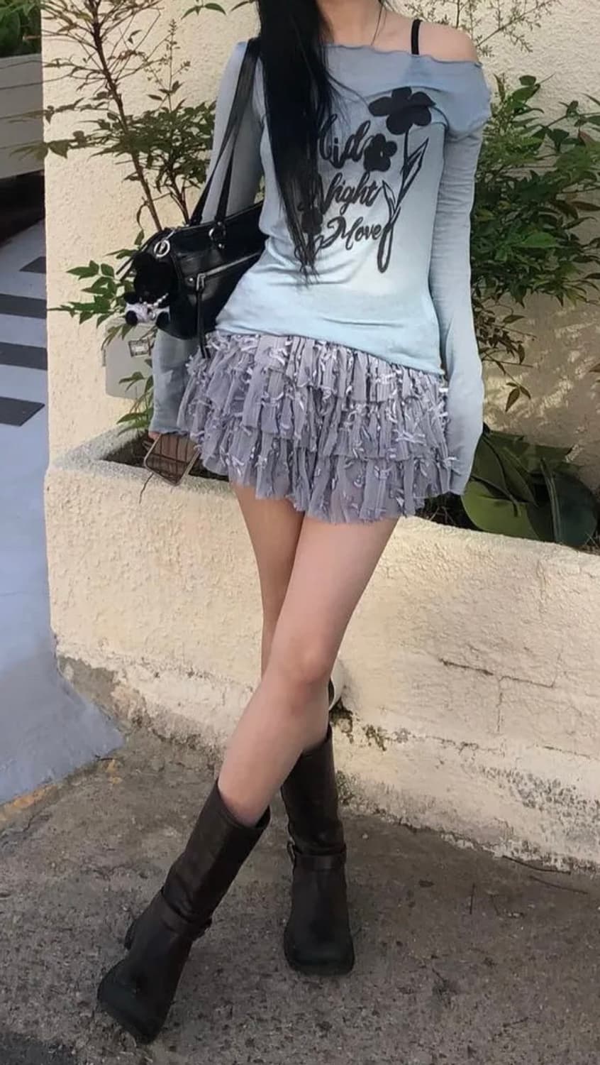 MIDNIGHTMOVE ribbon skirt 상품이미지2