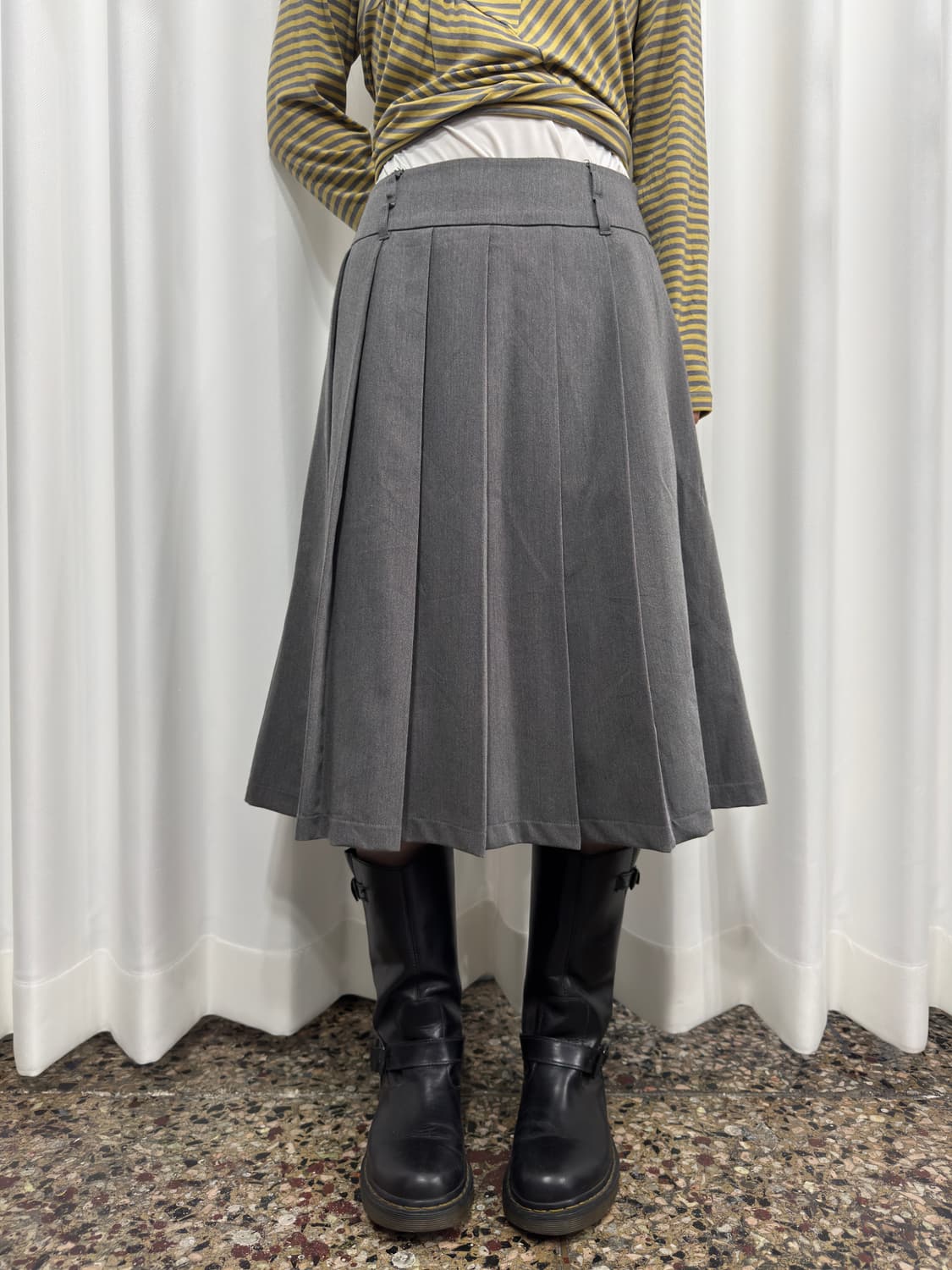 gray pleats midi skirt 상품이미지4