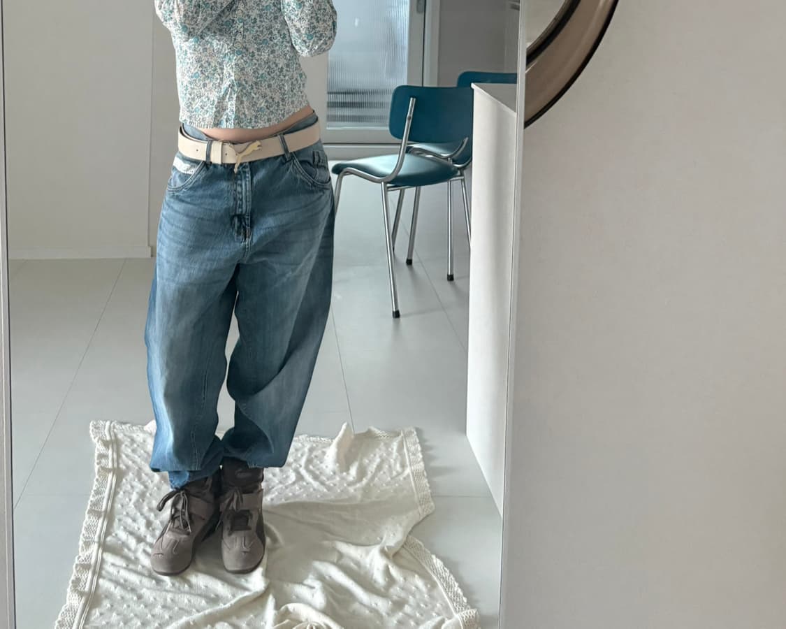 lace baggy denim pants 상품이미지2