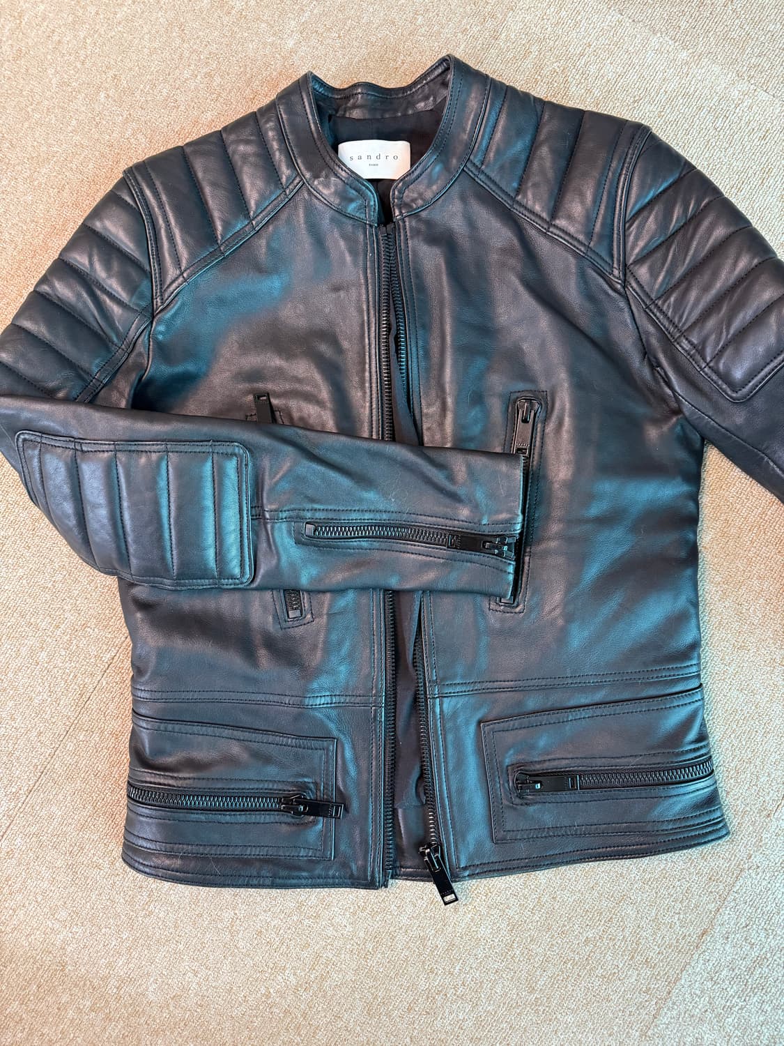 Sandro  옴므 패디드   바이트 레더 쟈킷  s  상품이미지1