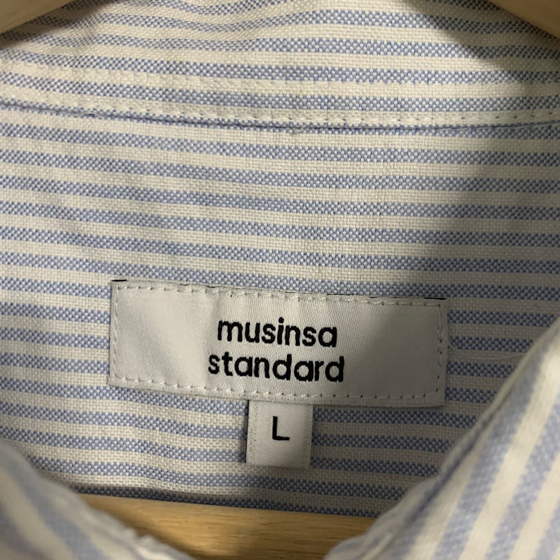 무신사 스탠다드 오버핏 옥스포드 스트라이프 반팔 셔츠 L 상품이미지2