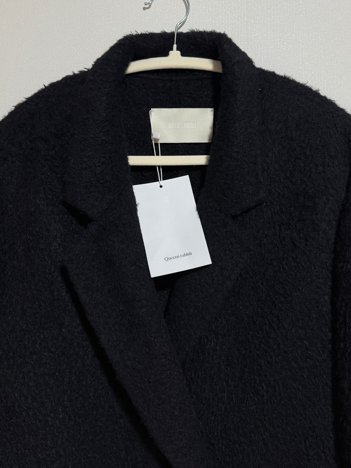 퀸즈래빗 qsrb 핸드메이드 부클 모헤어 블랙 코트 새상품  상품이미지2