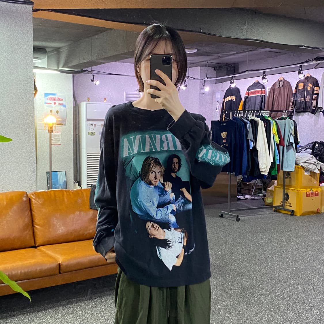 빈티지 너바나 밴드 프린팅 롱슬리브 B4941 상품이미지1